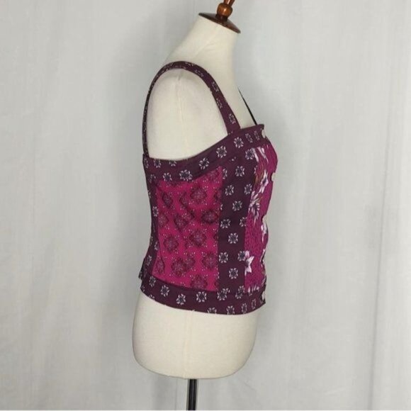 WHBM White House Black Market Bustier Top 4 Mixed Print Bodice Foral Red - Picture 6 of 11
